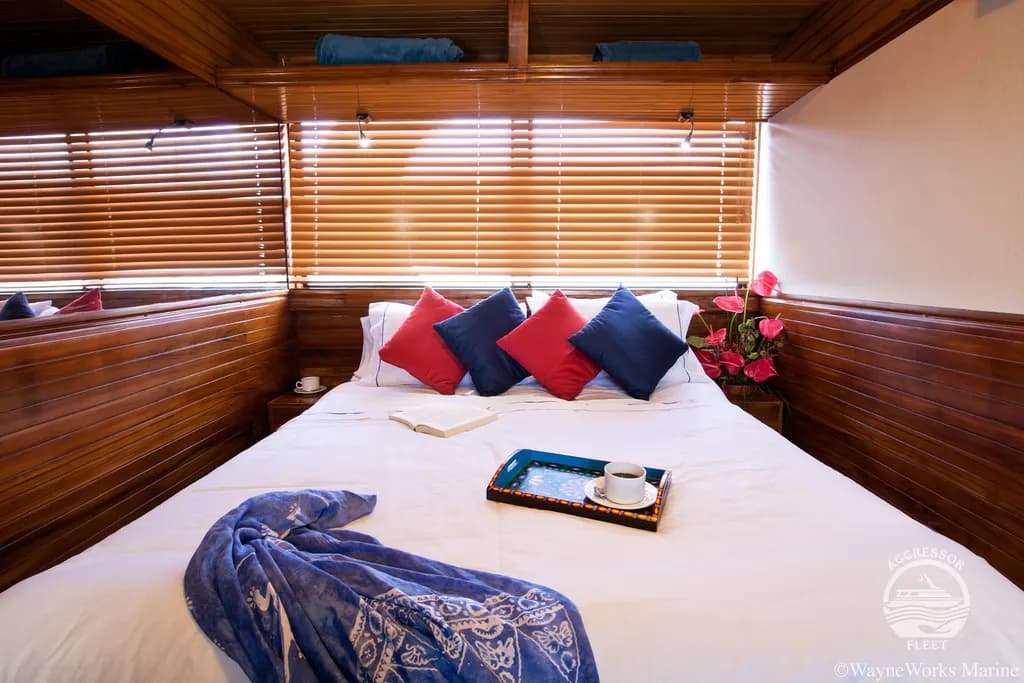 Double cabin interior on the Galapagos Aggressor III Liveaboard