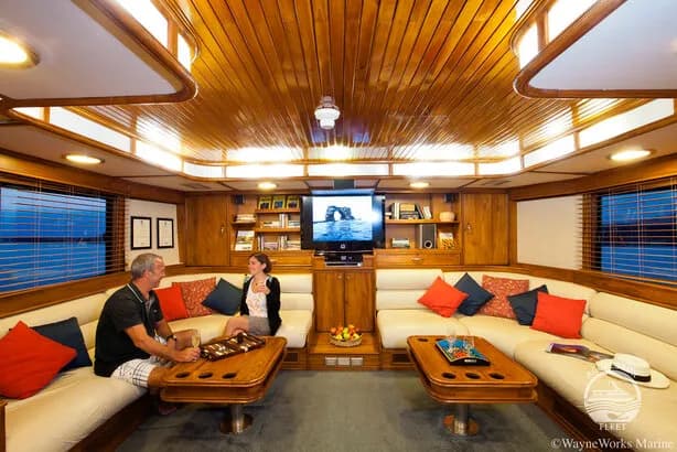 Lounge aboard the Galapagos Aggressor III Liveaboard