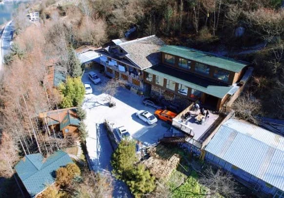 Aerial shot of the lodge