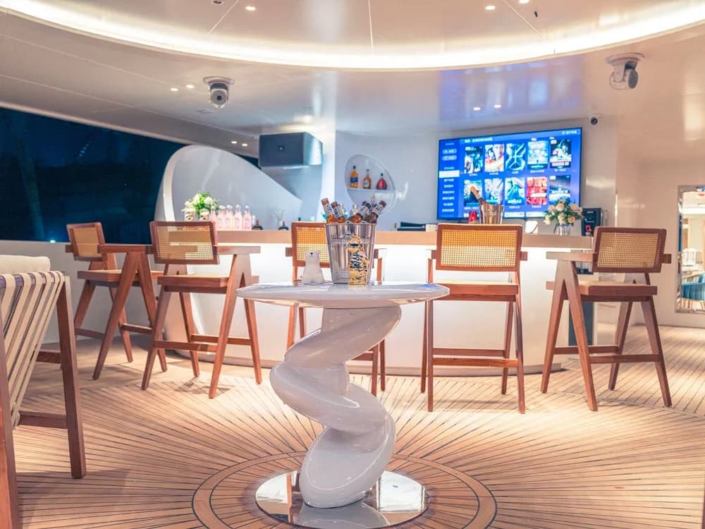 Bar aboard the White Pearl liveaboard in the Maldives