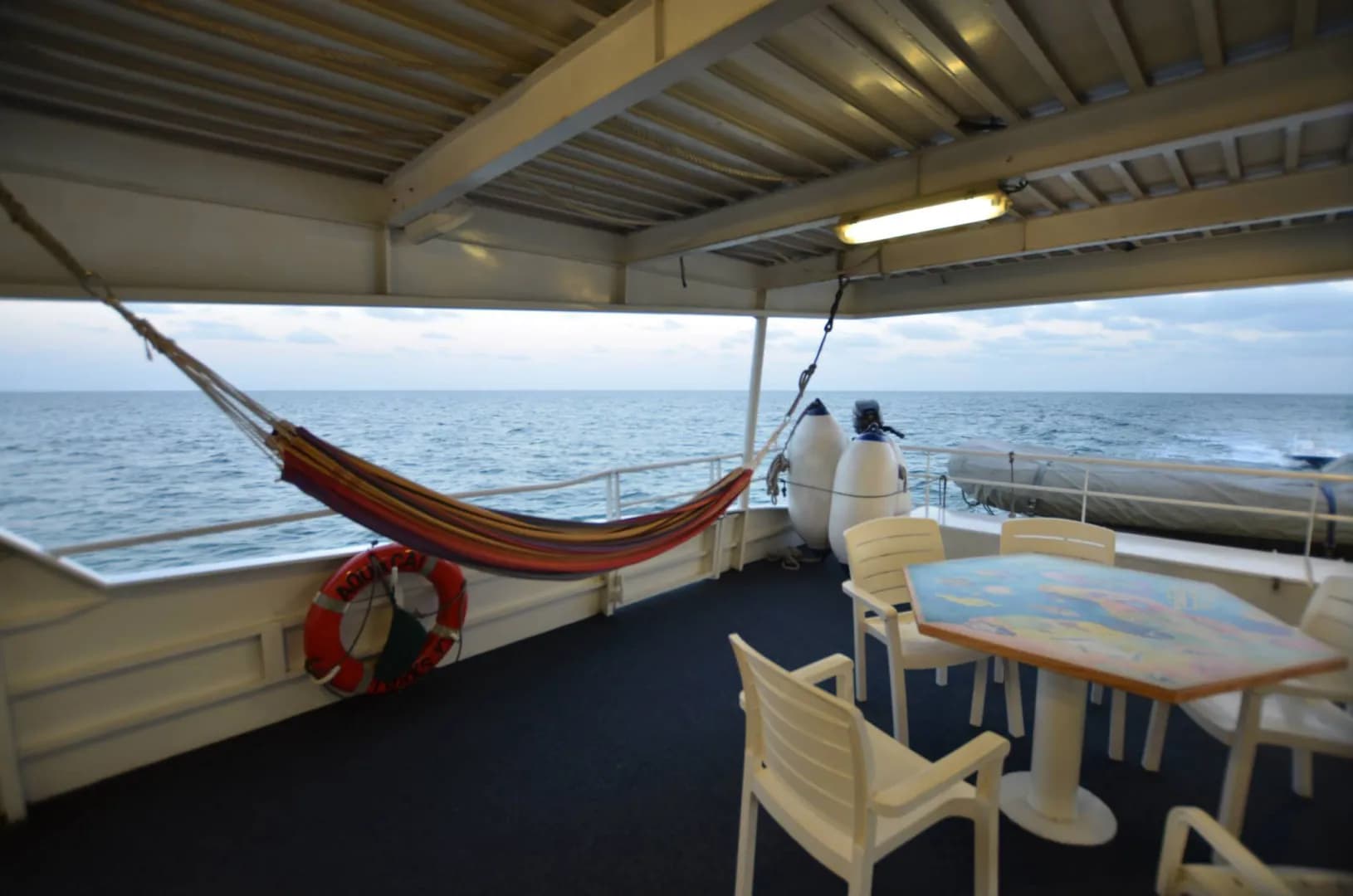 Outdoor lounge area on Aqua Cat Cruises