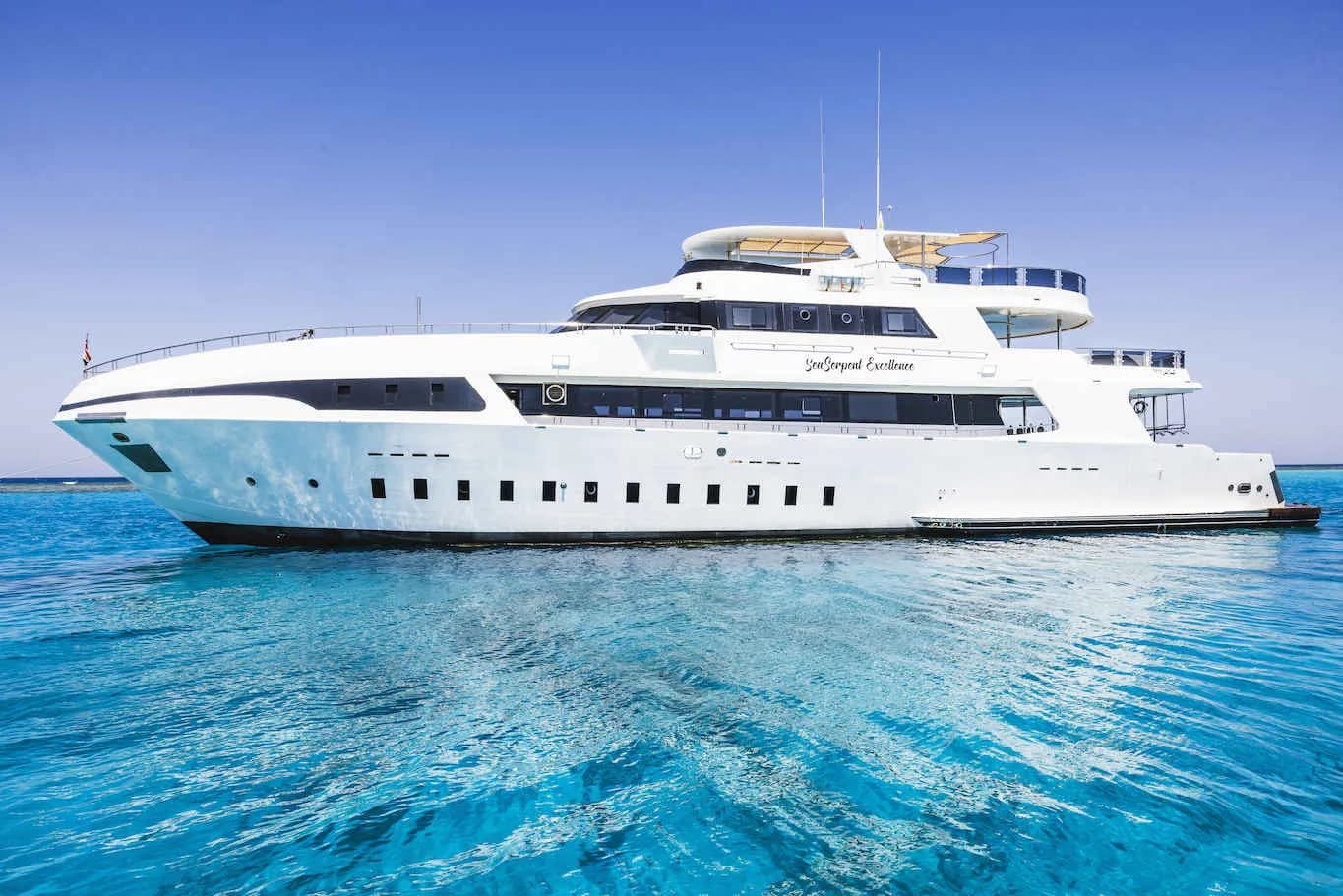 The M/Y Excellence on crystal blue waters