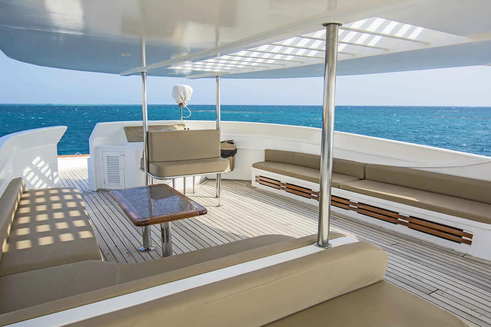 Shaded area with couches and tables