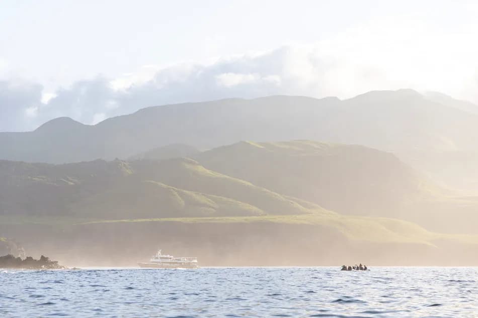 Solmar V Liveaboard view from afar on a misty morning