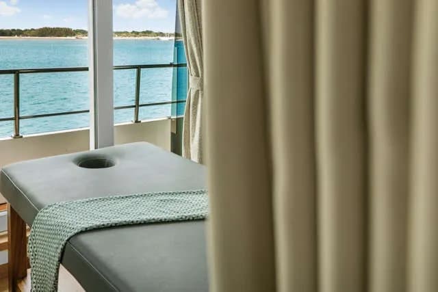 Spa table with view of the ocean