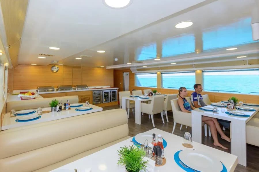 Salon and dining area