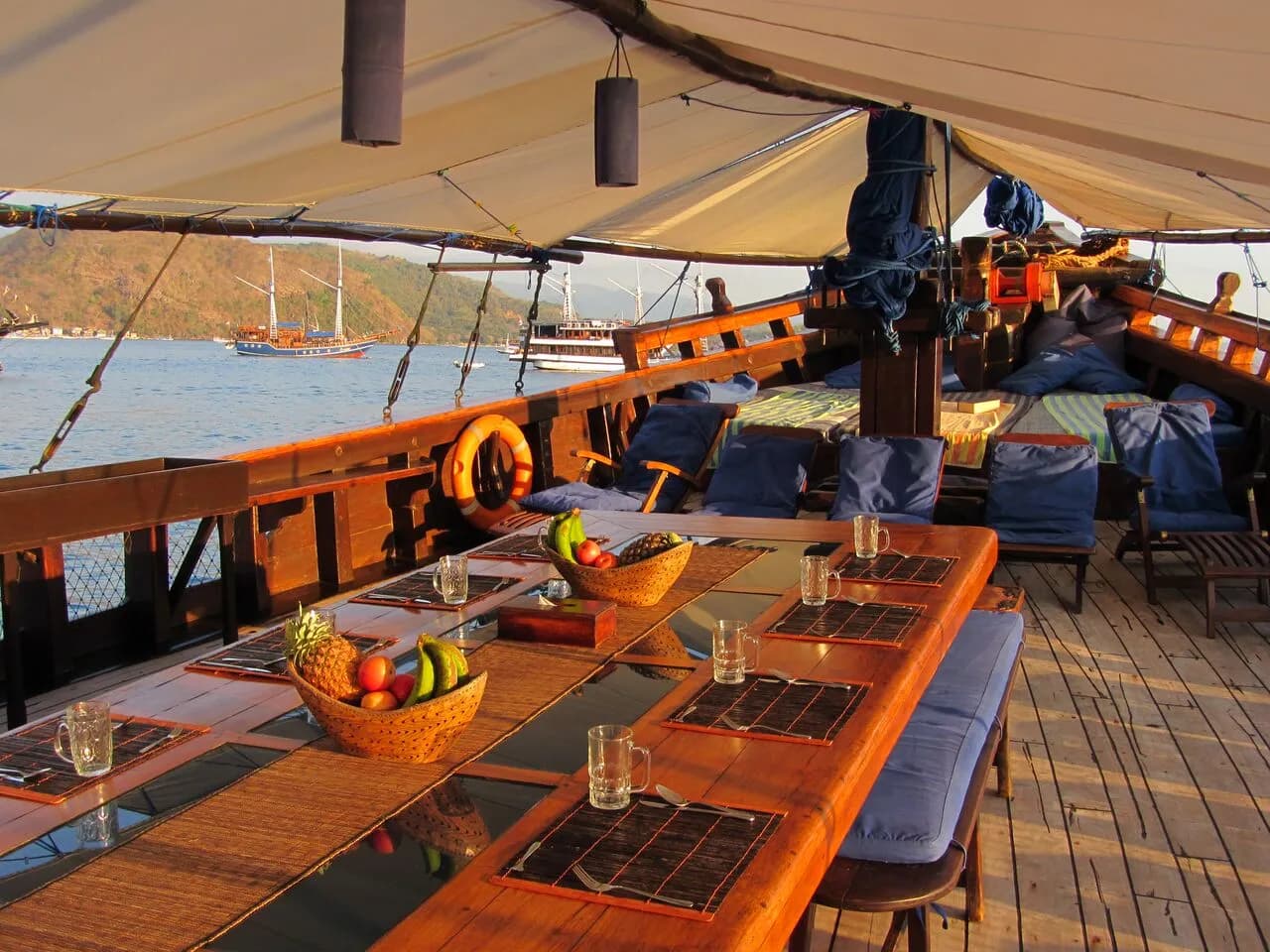Dining area set up for guests